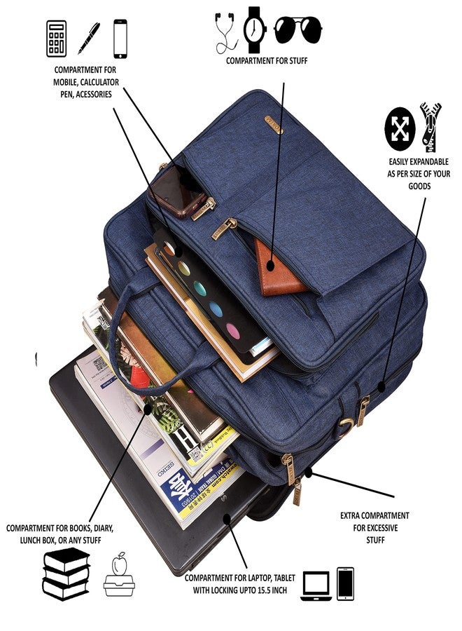 Lorem Blue Color Linen 28L Laptop Messenger Bag For Men BG64 - Image 5
